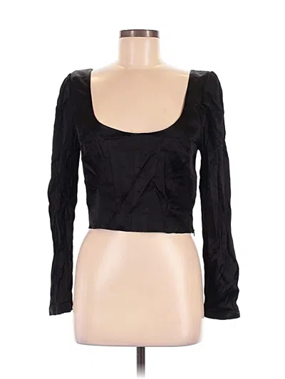 Pre-owned Intermix Long Sleeve Top Black Square Neckline Tops