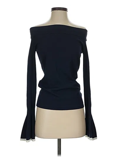 Pre-owned Intermix Long Sleeve Top Blue Off The Shoulder Neckline Tops