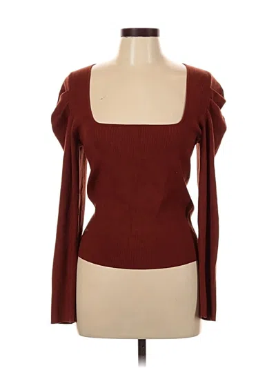 Pre-owned Intermix Long Sleeve Top Brown Square Neckline Tops