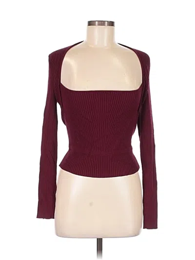 Pre-owned Intermix Long Sleeve Top Burgundy One Shoulder Neckline Tops