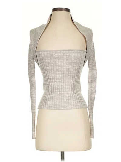 Pre-owned Intermix Long Sleeve Top Gray Halter Neckline Tops