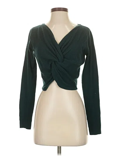 Pre-owned Intermix Long Sleeve Top Green Plunge Neckline Tops