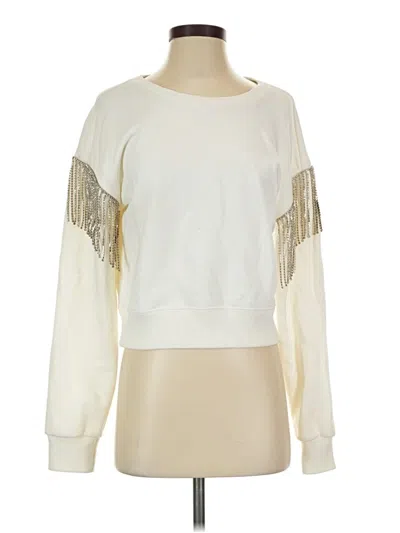 Pre-owned Intermix Long Sleeve Top Ivory Crew Neck Tops