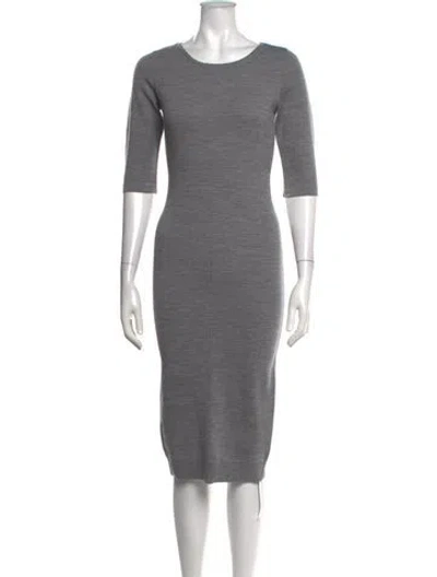 Pre-owned Intermix Merino Wool Knee-length Dress In Grey