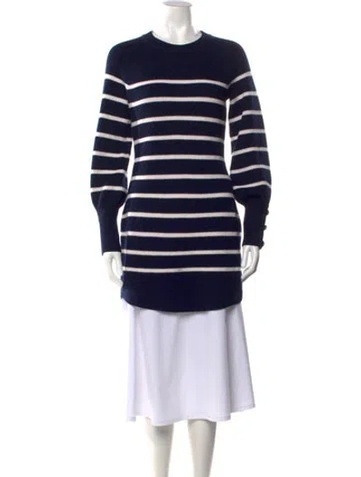 Pre-owned Intermix Merino Wool Midi Length Dress In Blue