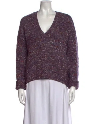 Pre-owned Intermix Merino Wool Tweed Pattern Sweater In Purple