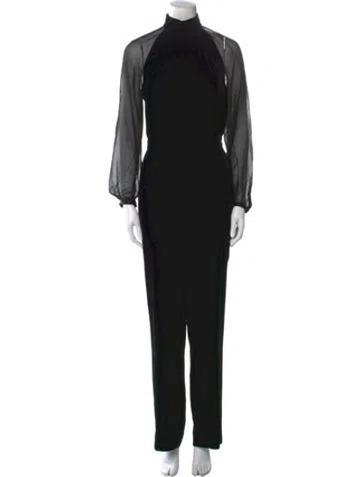 Pre-owned Intermix Mock Neck Jumpsuit In Black