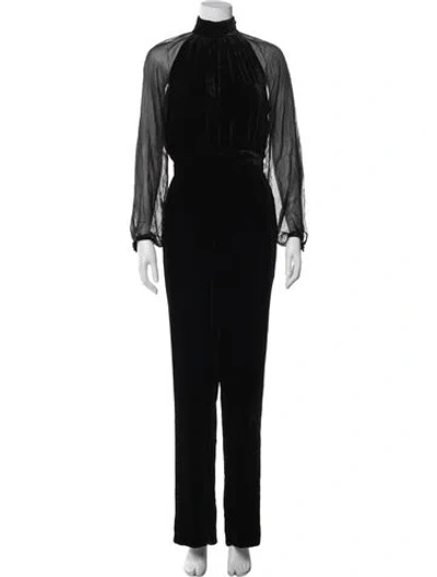 Pre-owned Intermix Mock Neck Jumpsuit In Black