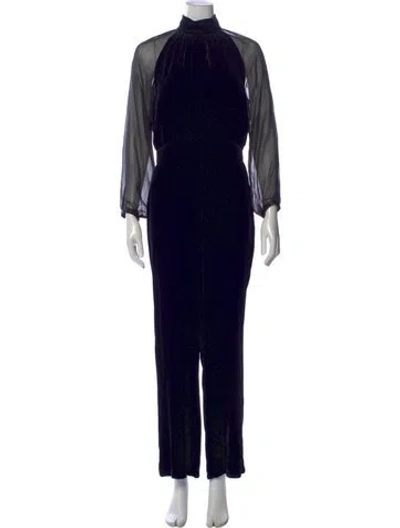 Pre-owned Intermix Mock Neck Jumpsuit In Black