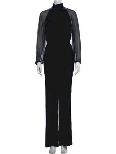 Pre-owned Intermix Mock Neck Jumpsuit In Black