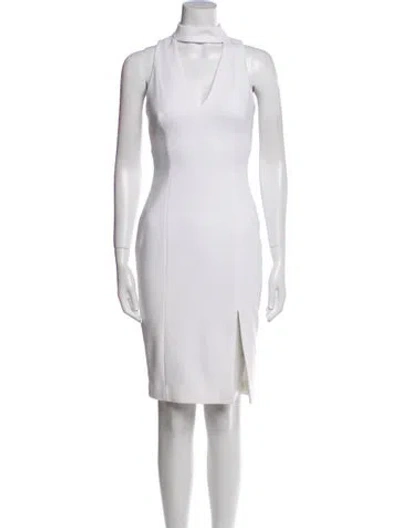 Pre-owned Intermix Mock Neck Knee-length Dress In White