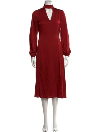 Pre-owned Intermix Mock Neck Midi Length Dress In Red