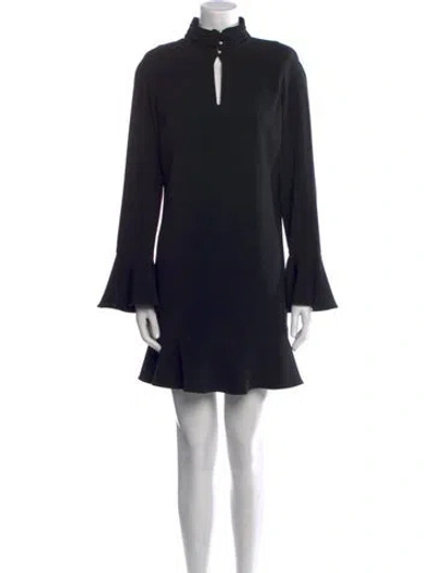 Pre-owned Intermix Mock Neck Mini Dress In Black