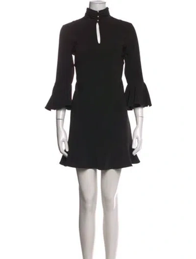 Pre-owned Intermix Mock Neck Mini Dress In Black