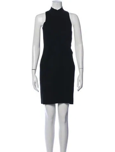 Pre-owned Intermix Mock Neck Mini Dress In Blue