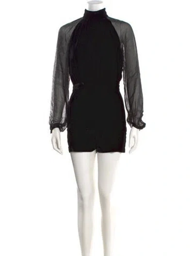 Pre-owned Intermix Mock Neck Romper In Black