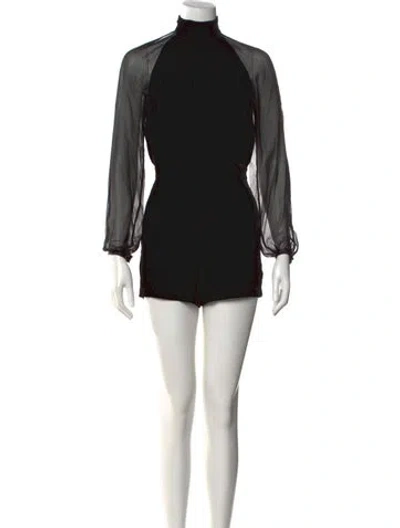 Pre-owned Intermix Mock Neck Romper In Black