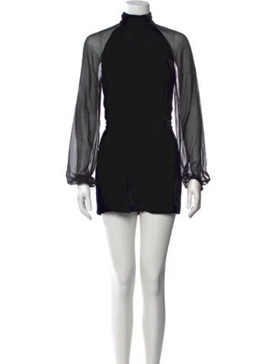 Pre-owned Intermix Mock Neck Romper In Black
