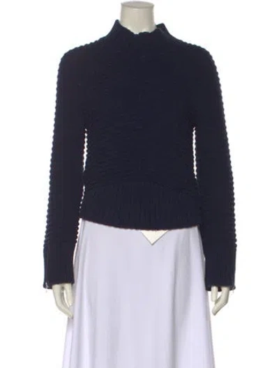 Pre-owned Intermix Mock Neck Sweater In Blue