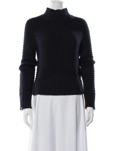 Pre-owned Intermix Mock Neck Sweater In Blue