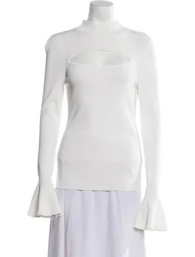 Pre-owned Intermix Mock Neck Sweater In White