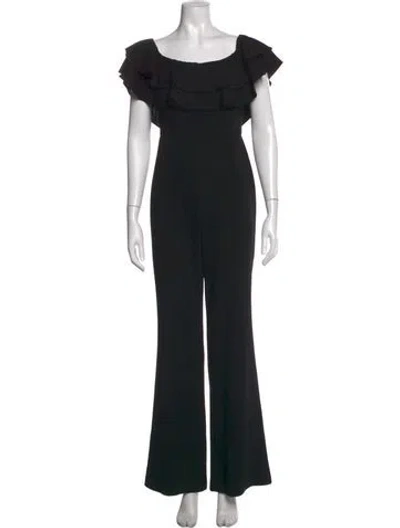 Pre-owned Intermix Off-the-shoulder Jumpsuit In Black