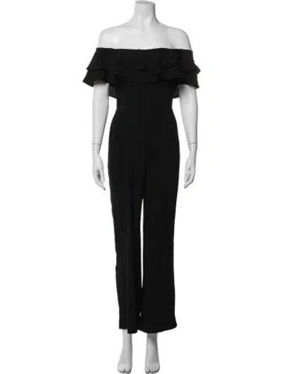 Pre-owned Intermix Off-the-shoulder Jumpsuit In Black
