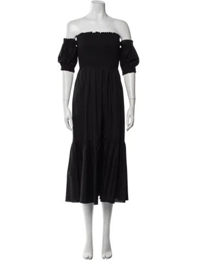 Pre-owned Intermix Off-the-shoulder Knee-length Dress In Black