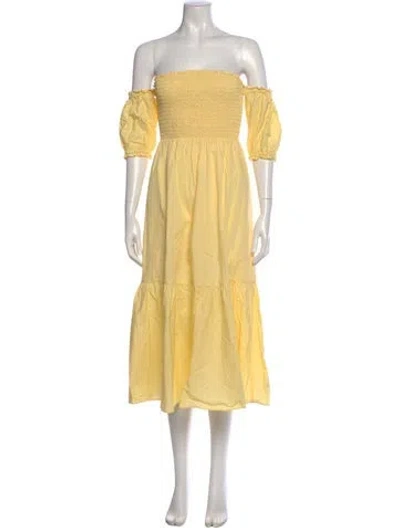 Pre-owned Intermix Off-the-shoulder Midi Length Dress In Yellow