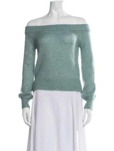 Pre-owned Intermix Off-the-shoulder Sweater In Gold/green/metallic