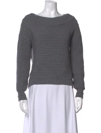 Pre-owned Intermix Off-the-shoulder Sweater In Grey