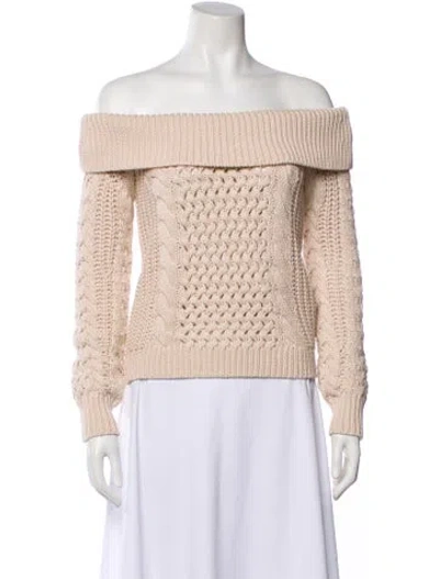 Pre-owned Intermix Off-the-shoulder Sweater In Neutral