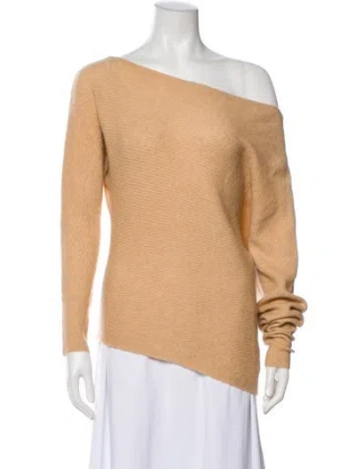Pre-owned Intermix Off-the-shoulder Sweater In Neutral