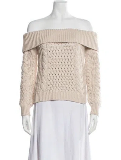 Pre-owned Intermix Off-the-shoulder Sweater In Neutral