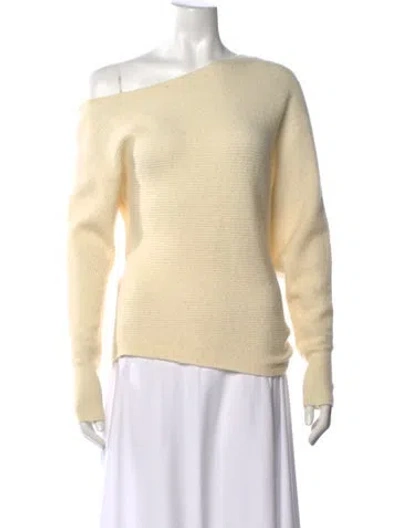 Pre-owned Intermix Off-the-shoulder Sweater In Neutrals