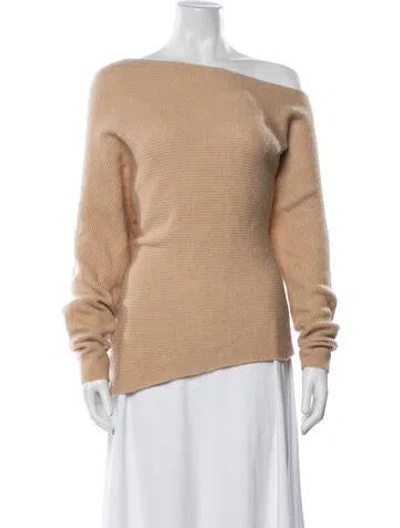 Pre-owned Intermix Off-the-shoulder Sweater In Neutrals