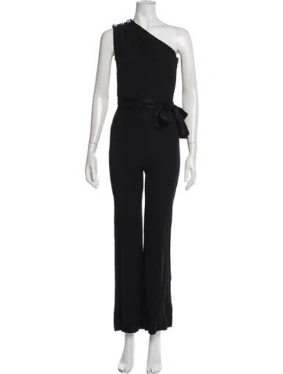 Pre-owned Intermix One-shoulder Jumpsuit In Black
