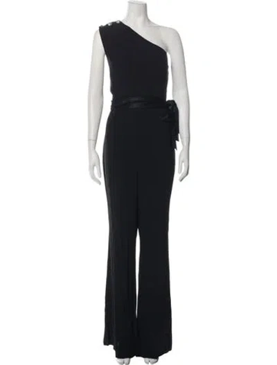 Pre-owned Intermix One-shoulder Jumpsuit In Black