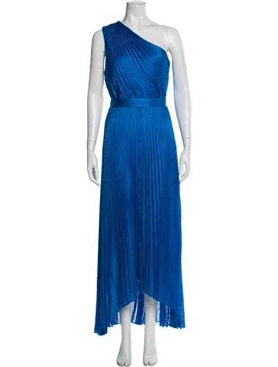 Pre-owned Intermix One-shoulder Long Dress In Blue