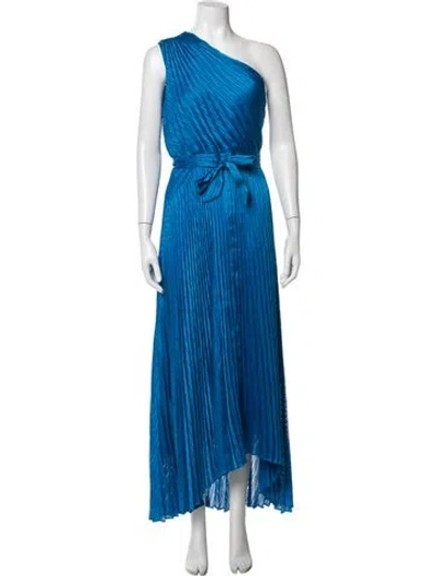 Pre-owned Intermix One-shoulder Long Dress In Blue