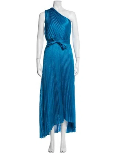 Pre-owned Intermix One-shoulder Long Dress W/ Tags In Blue