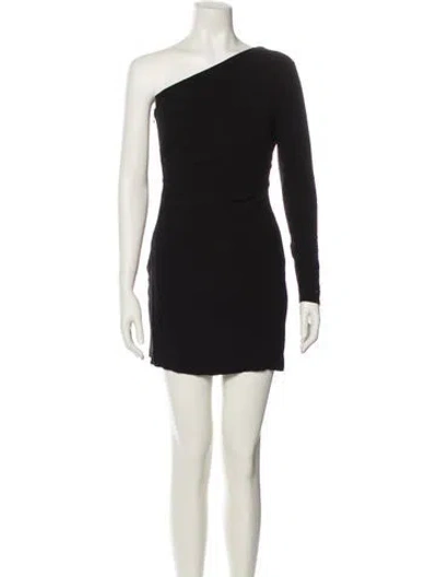 Pre-owned Intermix One-shoulder Mini Dress In Black