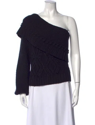 Pre-owned Intermix One-shoulder Sweater In Black