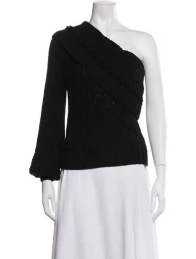 Pre-owned Intermix One-shoulder Sweater In Black