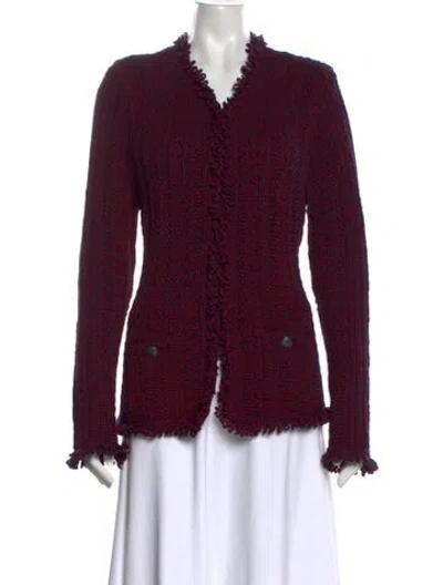 Pre-owned Intermix Open Front Sweater In Blue/red
