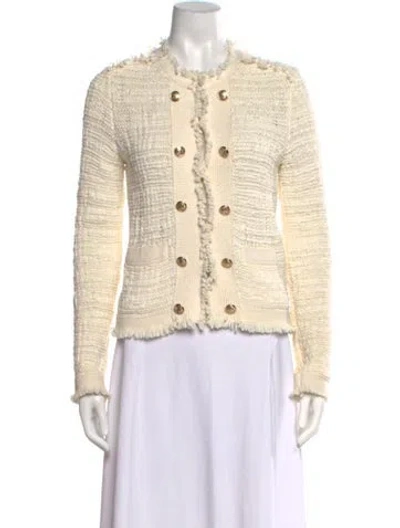 Pre-owned Intermix Open Front Sweater In White