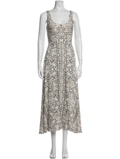 Pre-owned Intermix Paisley Print Long Dress In White