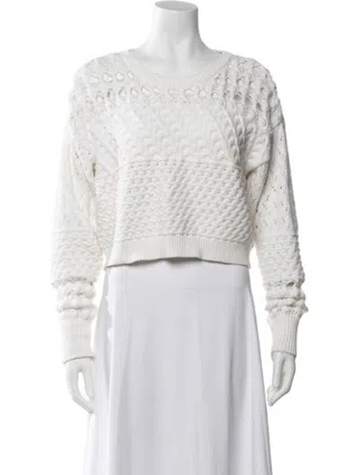 Pre-owned Intermix Patterned Crew Neck Sweater In White