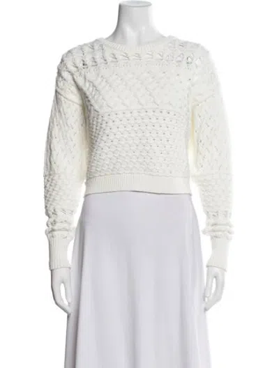 Pre-owned Intermix Patterned Crew Neck Sweater In White