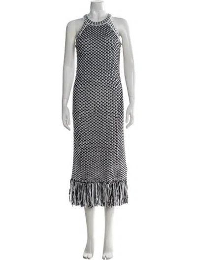 Pre-owned Intermix Patterned Midi Length Dress In Black